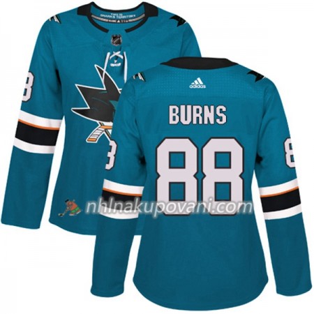 San Jose Sharks Dresy Brent Burns 88 Adidas 2017-2018 Teal Authentic - Dámské